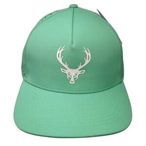 Bucked Up Trucker Hat Green One Size Perforated Performance Snapback Deer Logo